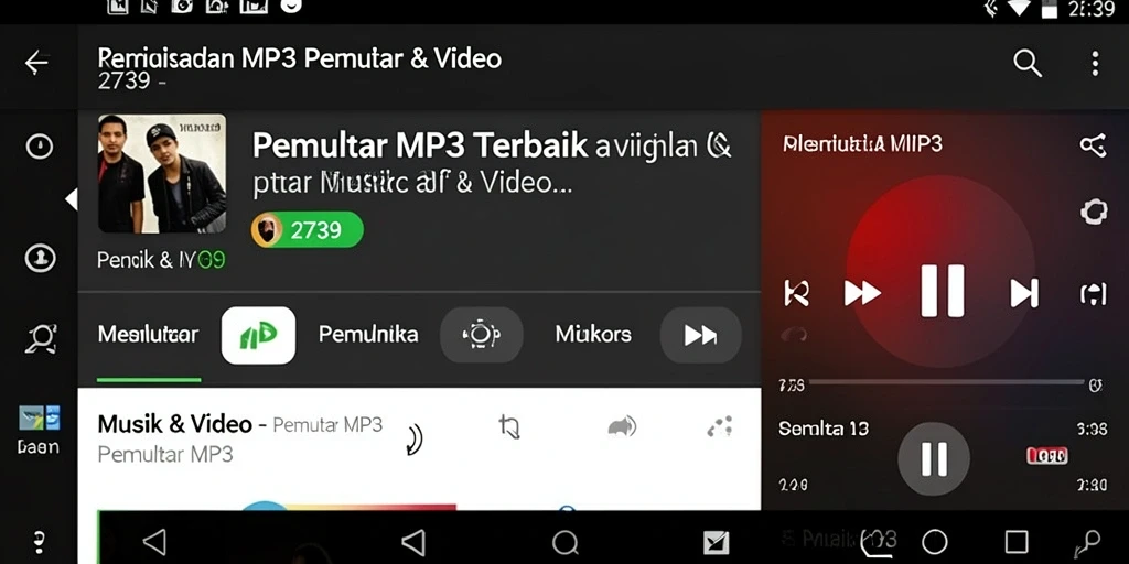 Tampilan antarmuka Pemutar MP3 2739 yang modern dan intuitif.