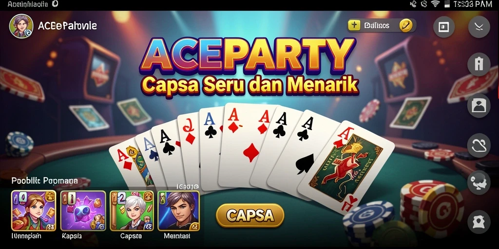 Antarmuka permainan Capsa menarik dan interaktif di ACEPARTY.