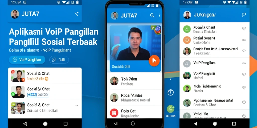 Tampilan antarmuka pengguna JUTA7 untuk VoIP Panggilan yang intuitif.