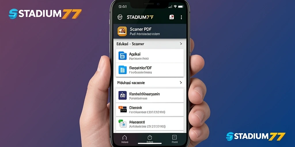 Antarmuka utama STADIUM77 menampilkan fitur Scanner PDF yang efisien.