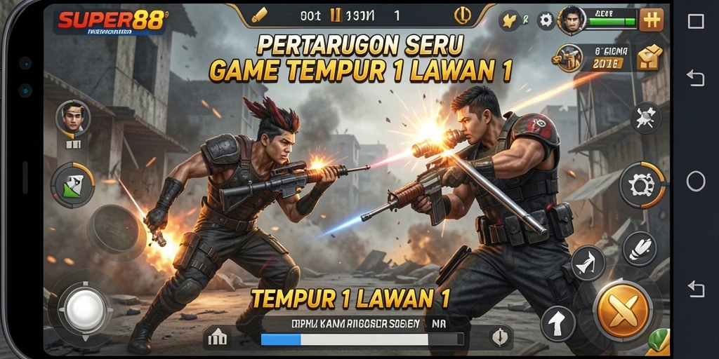 Tampilan antarmuka pertarungan dinamis di SUPER88.