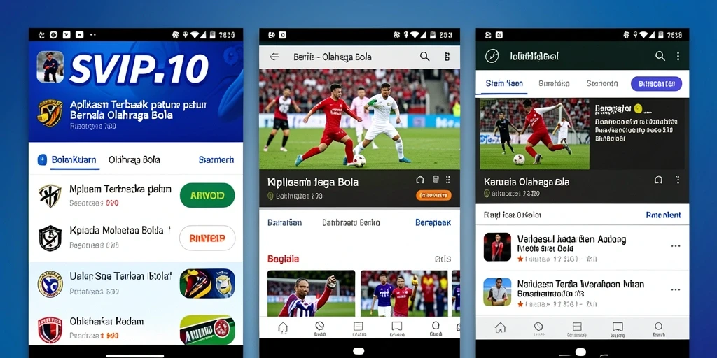 Screenshot antarmuka SVIP10 menampilkan berita olahraga bola terbaru.