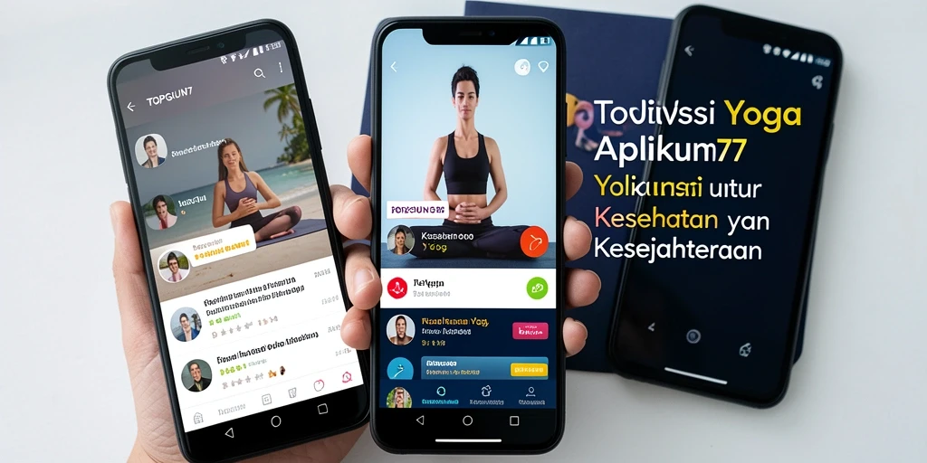 Antarmuka aplikasi TOPGUN77 dengan berbagai pilihan pose Yoga.